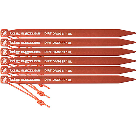 Big Agnes Dirt Dagger UL 6in Tent Stakes, Pack of 6, Orange, ADDPK621