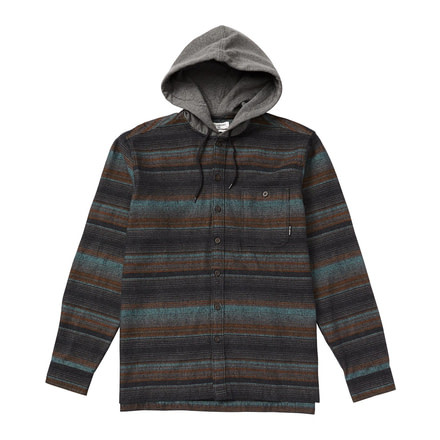 Billabong Baja Hooded Flannel Shirt - Mens, Black, Medium, M526SBBF-BLK-M