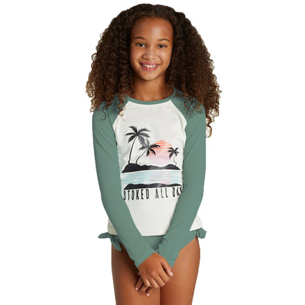 Billabong Girls Sol Searcher Long Sleeve Rashguard, Seashell, Large, YR01VBSO-SSL-L