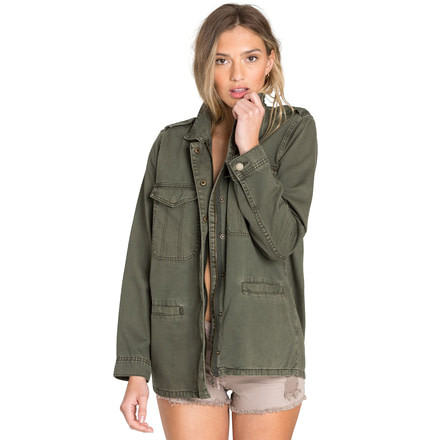 Billabong Right Left Right, Zipped Army Jacket - Womens, Olive, Large, J702QBRI-OLV-L