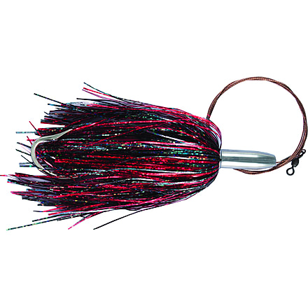 Billy Baits Mini Turbo Slammer Trolling Lure, Rigged & Ready, 135LB AFW Cable, 3 ft, 7/0 Hook, Black-Red/Red, BB-MTSBC17