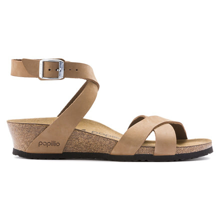 Birkenstock Lola Nubuck Leather Cork-Latex Footbed Sandals - Womens, Sand, Narrow, 40, 1013573-40