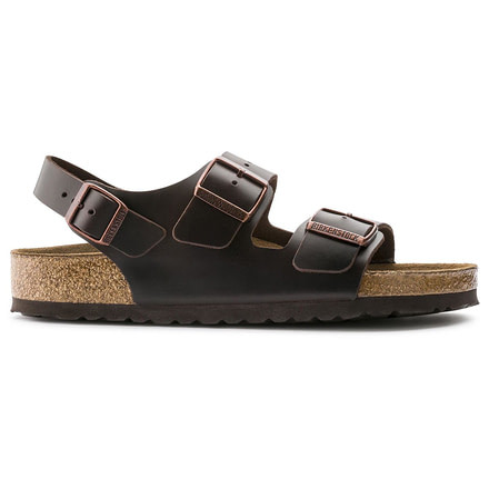Birkenstock Milano Soft Footbed Smooth Leather Sandals - Womens, Brown Amalfi Leather, Medium, 37, 234541-37