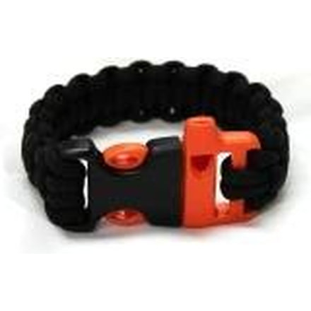 Bison Paracord Whistle Survival Bracelet-Black-Small
