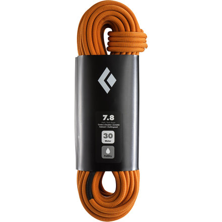 Black Diamond Glacier FullDry 7.8 mm Rope-Dual Orange-30 m