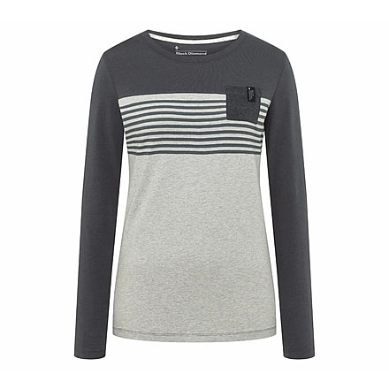 Black Diamond LS Campus Tee - Womens, Nickel Hthr/Carbon/Black Hthr, Small, AP7300649234SML1
