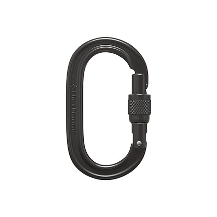 Black Diamond Oval Keylock Screwgate Carabiner, Black, One Size, BD2102080002ALL1