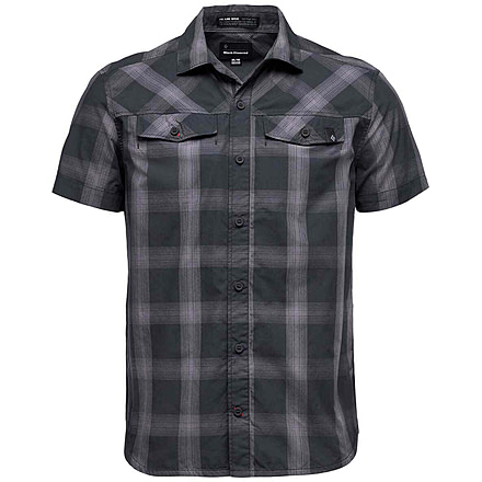 Black Diamond Short Sleeve Benchmark Shirt - Men's, Large, Black/Anthracite/Carbon Plaid, AP7530039005LRG1