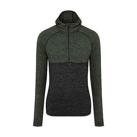 Black Diamond SLTN Wool Bslyr Half Zip Hoody - Mens, Black/Cypress, Large, AP7600229228LRG1