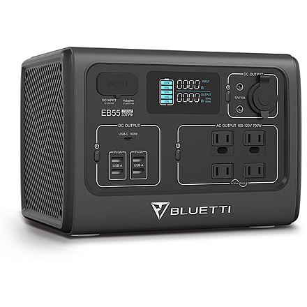 BLUETTI EB55 Portable Power Station, 700W 537Wh, Gray, EB55-US-GY-BL-00