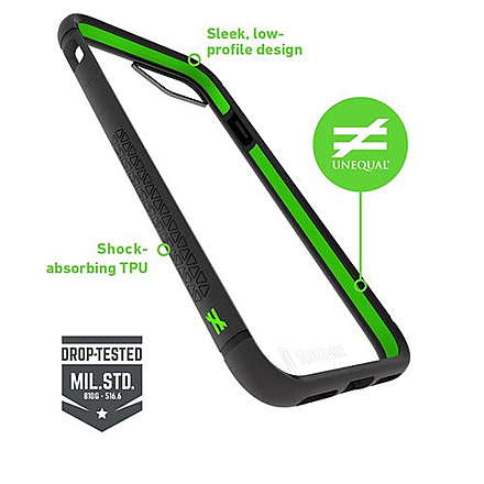 Bodyguardz Unequal iPhone 7 Contact, Black/Green, Black/Green, BG-42778
