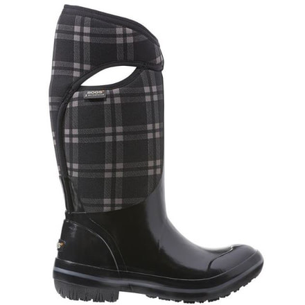 Bogs Plimsoll Plaid Tall Rubber Boot - Womens-Black-Medium-7 US