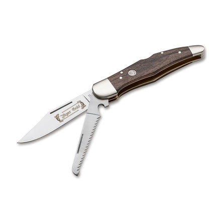Boker Duo Jager Gold Folding Knife, 3.9in, 440C, Walnut Wood, Brown, 114025
