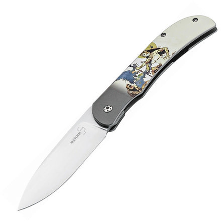 Boker Plus Exskelibur I Frazetta Folding Knife, 3.5in, 440C, Uncoated, Multicolored, 01BO651