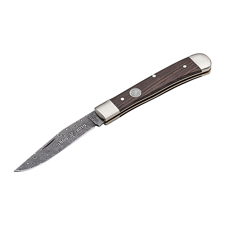 Boker Trapper Anniversary 150 Damascus Folding Knife, 3.3in, Damascus, Chestnut Wood, Brown, 115004DAM