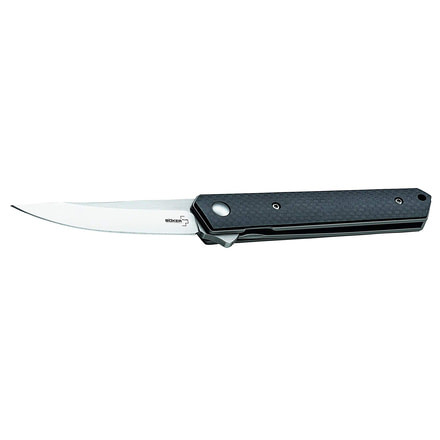 Boker USA Boker Plus Kwaiken Mini Flipper Carbon Folding Pocket Knife,3.0in VG-10 Steel Blade,Carbon Fibre Black Handle, 01BO283