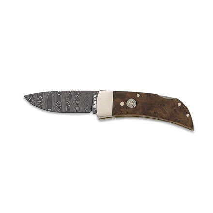 Boker USA Damascus Knife, African Thuya Handle, 3.25in Blade 111104DAM