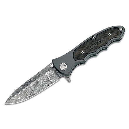 Boker USA Leo Damascus III Folding Knife, Damascus, ALMgSi1 Aluminum Handle 110130DAM