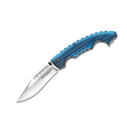 Boker USA Magnum Blue Bowie Folding Knife,3.875in 440 Steel Blade,Blue Coated Steel Handle 01RY855