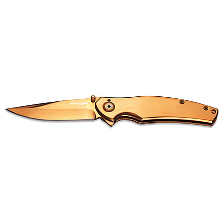 Boker USA Magnum Gold Finger Folding Knife,3.13in 440 Stainless Steel Blade,Stainless Steel Handle 01LG277