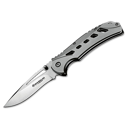 Boker USA Magnum Graymen Folding Blade Knife,3.38in,440A Blade,Stainless Steel Handle 01LG450