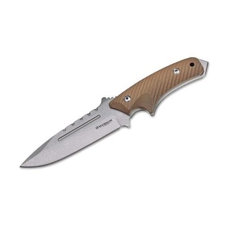 Boker USA Magnum Urban Assistance Fixed Blade Knife,4.60in 440 Steel Blade,Sand-Colored G-10 Grip Scales 02SC998