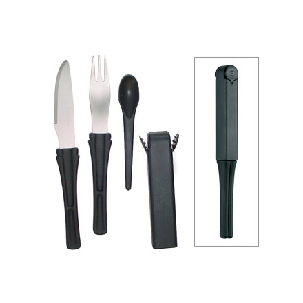 Boker USA Plus SnacPac Travel Set,Spoon,Steel Fork,Knife,Salt/Pepper Shakers 03BO800
