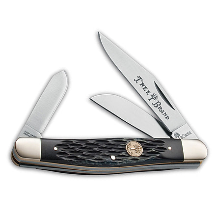 Boker USA Stockman Three Blade Folding Knife, Jigged Black Handle 110725