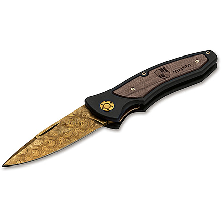 Boker USA Tirpitz Damascus Gold 42 Knife, Brown, Small, 110196DAM