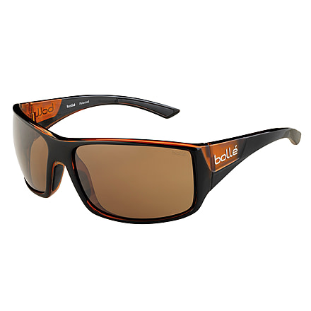 Bolle Tigersnake Sunglasses, Shiny Black/Matte Brown Frame, TLB Dark Rectangle Lens, 12134