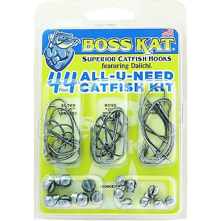 Boss Kat ALL-U-NEED Hook and Sinker Catfish Kit, 44 Piece, BKHSK