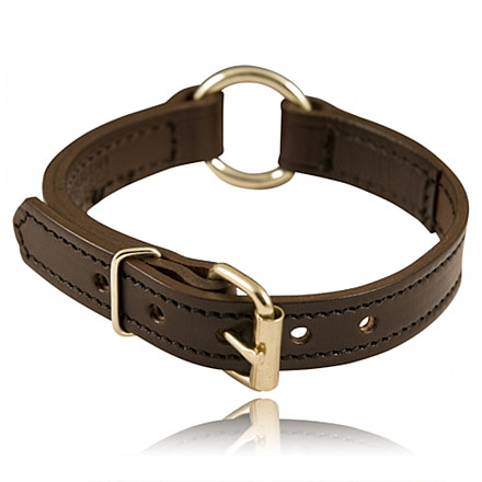Boston Leather 1 Split Ring K-9 Collars, Nickel Buckle, Brown, 8350-1-12