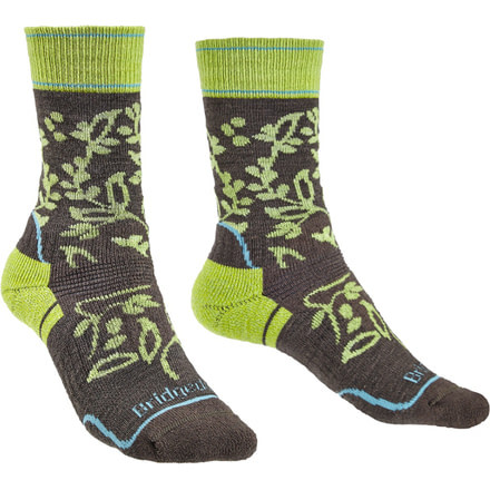 Bridgedale Hike Midweight Merino Endurance Boot Pattern Socks - Womens, Brown/Lime, Small, 710093-120-S