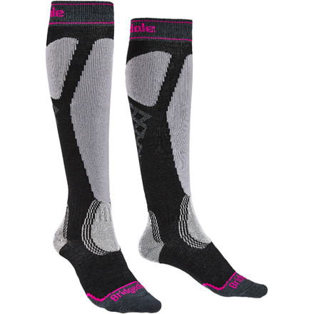 Bridgedale Ski Easy On Socks - Womens, Black/Light Grey, Small, 710103-035-S