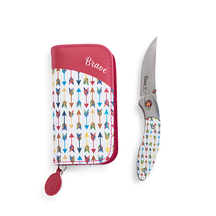 Brighten Blades Brave Folding Knife w/ Case, 2.56in, 8Cr13MoV Stainless Steel, Clip Point, Multi, BB-107