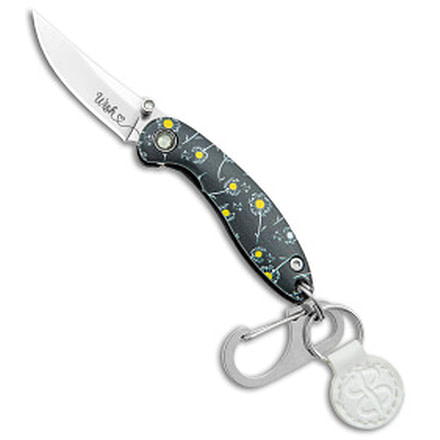 Brighten Blades Brighten Blades WISH Keychain Frame Lock Knife Dandelion Aluminum 1.7" Satin, Black/Yellow, Stainless Steel, adult, BHQ-138659