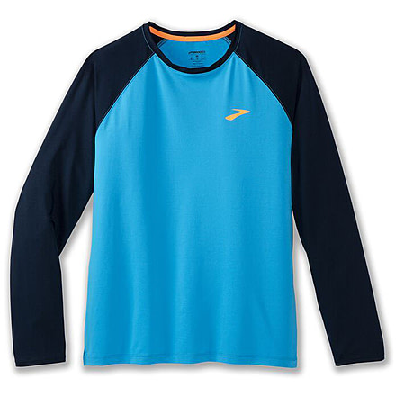 Brooks Atmosphere Long Sleeve 2.0 - Mens, Spring Break/Navy, L, 211450499.035