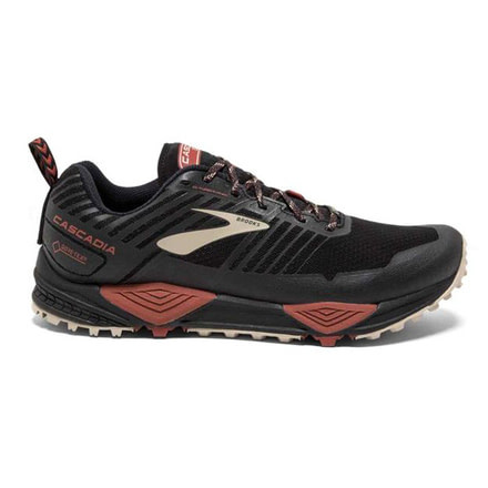 Brooks Cascadia 13 GTX Trail Running Shoes - Mens, Black/Red/Tan, Medium, 9 US, 1102841D037.090