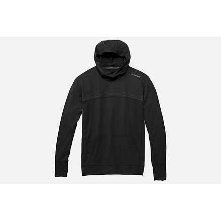 Brooks Dash Men's Running Hoodie, Black/Black Stripe, Medium 211092-Black/Black Stripe-M