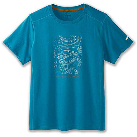 Brooks Distance Short Sleeve 2.0 - Mens, Pacific/BR Trail Run, S, 211453498.025
