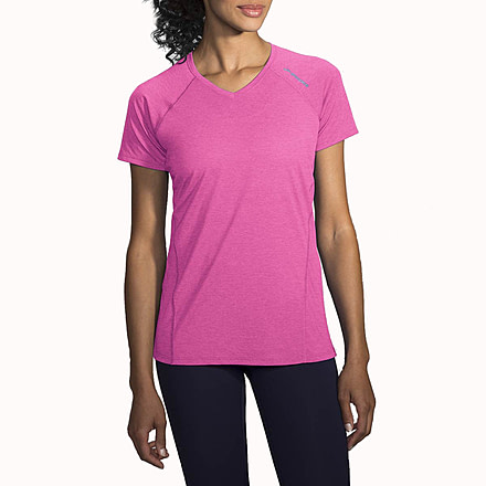 Brooks Distance Short Sleeve Running Shirt - Women's-Heather Petal-Medium