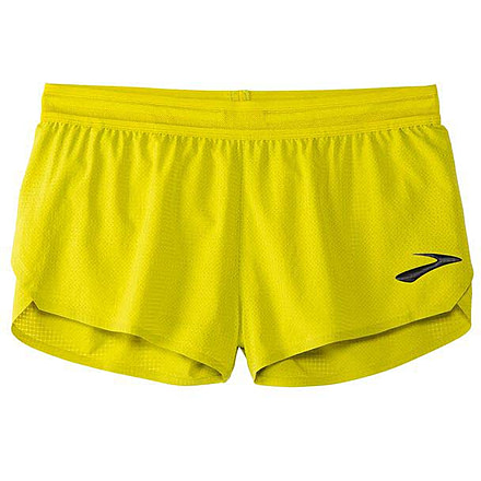 Brooks Elite 2in Split Short - Womens, Acid Lime/Nightlife, XS, 221536332.020
