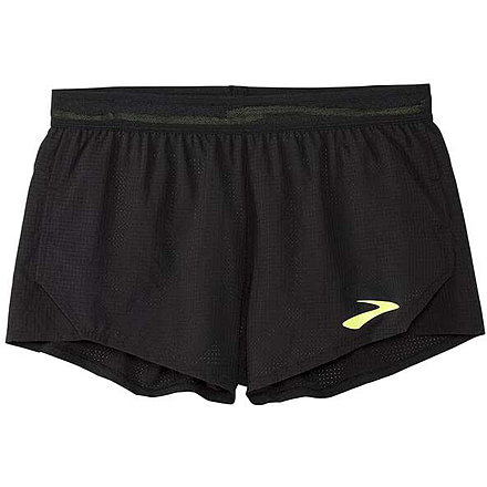 Brooks Elite 3in Split Short - Mens, Black/Nightlife, M, 211390070.030