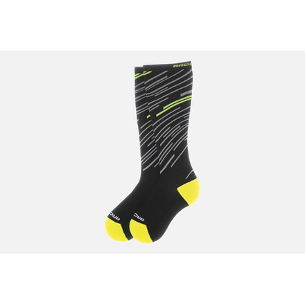 Brooks Fanatic Compression Sock, Black/Nightlife, Black/Nightlife, Large 741546-Black/Nightlife-L