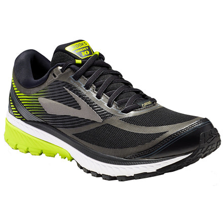 Brooks Ghost 10 GTX Road Running Shoe - Men's-Black/Ebony/Lime Popsicle-Medium-8.5