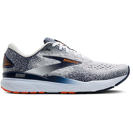 Brooks Ghost 16 Road Running Shoes - Mens, White/Peacoat/Orange, 10.0 US/Medium, 1104181D130.100
