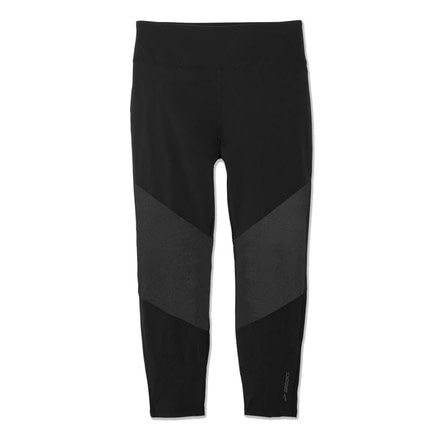 Brooks Ghost Womens High-Waist Mesh Crop, Black, Large, 221261-Black-L