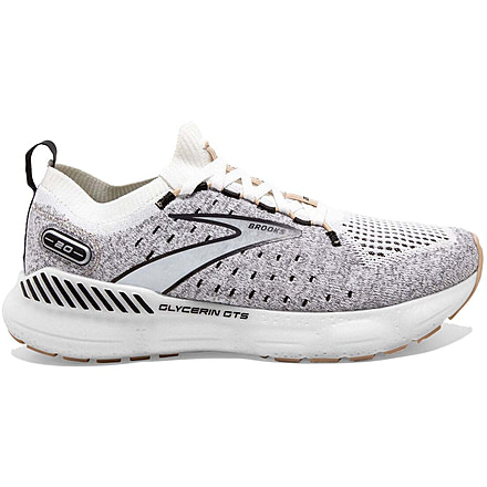 Brooks Glycerin StealthFit GTS 20 Running Shoes - Womens, Medium, White/Black/Cream, 10.5, 1203711B163.105