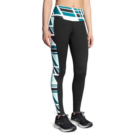 Brooks Greenlight Womens Running Tight, Black/Ocean Wave, 2XL, 221228-Blk/OcnWave-XXL