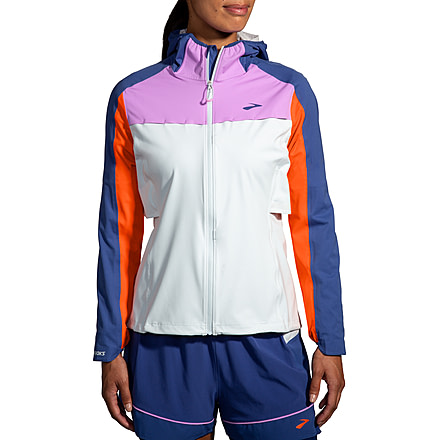 Brooks High Point Waterproof Jacket - Womens, Lt Slate/Bright Orange/Aegean, Extra Small, 221608477.020